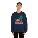 Honolulu, Hawaii Sweatshirt - Unisex Retro Palm Tree Crewneck Honolulu Sweatshirt-3