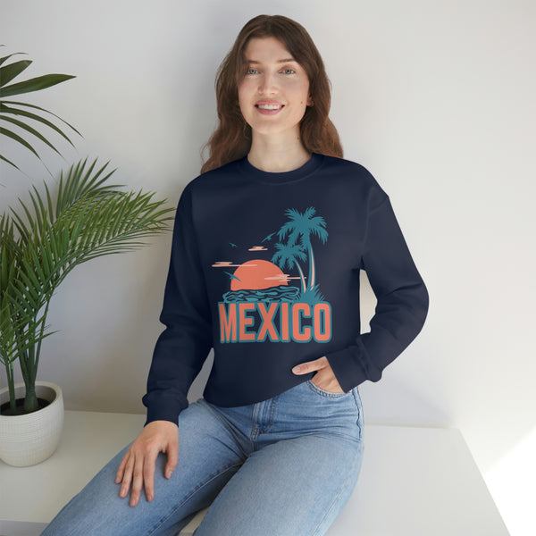 Mexico Sweatshirt - Unisex Retro Palm Tree Mexico Crewneck Sweatshirt
