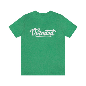 Buy heather-kelly Vermont T-Shirt - Hand Lettered Unisex Vermont Shirt