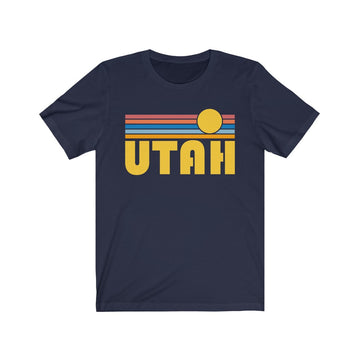 Buy navy Utah T-Shirt - Retro Sunrise Adult Unisex Utah T Shirt