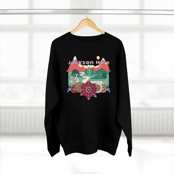 Premium Jackson Hole, Wyoming Crewneck Sweatshirt - Retro Unisex Sweatshirt