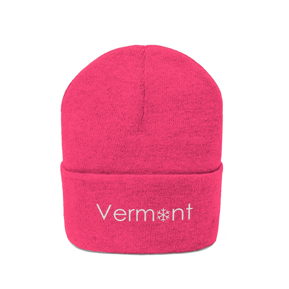 Vermont Knit Beanie - Adult Embroidered Snowflake Vermont Knit Hat