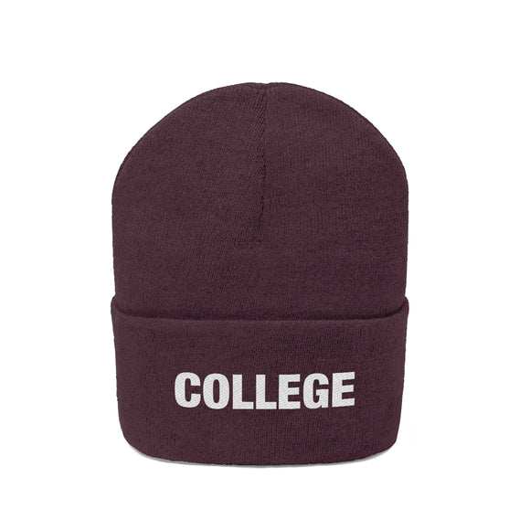College Beanie - Adult Embroidered College Knit Hat