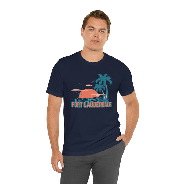 Fort Lauderdale, Florida T-Shirt - Retro Palm Tree & Beach Unisex Fort Lauderdale Shirt