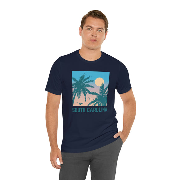 South Carolina T-Shirt - Retro Palm Tree & Beach Unisex South Carolina Shirt