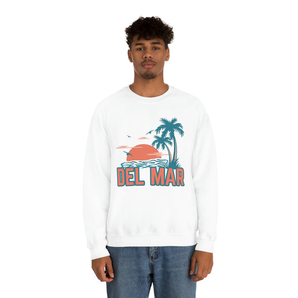 Del Mar, California Sweatshirt - Unisex Retro Palm Tree Crewneck Del Mar Sweatshirt