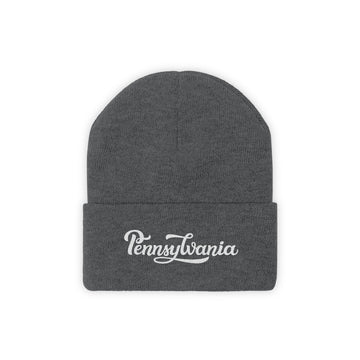 Buy graphite-heather Pennsylvania Beanie - Adult Hand Lettered Embroidered Pennsylvania Knit Hat
