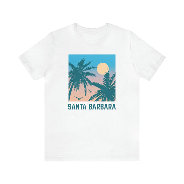 Santa Barbara, California T-Shirt - Retro Palm Tree & Beach Unisex Santa Barbara Shirt