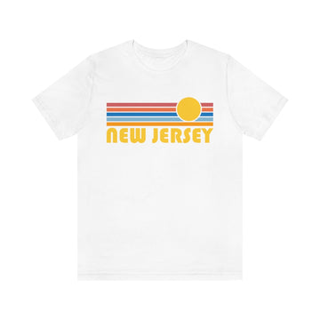 Buy white New Jersey T-Shirt - Retro Sun Unisex New Jersey T Shirt
