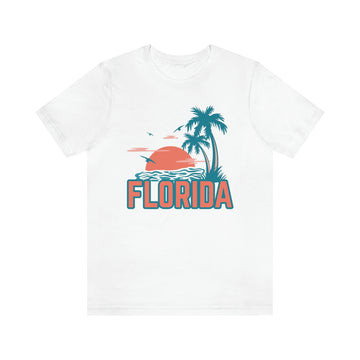 Buy white Florida T-Shirt - Retro Palm Tree &amp; Beach Unisex Florida Shirt