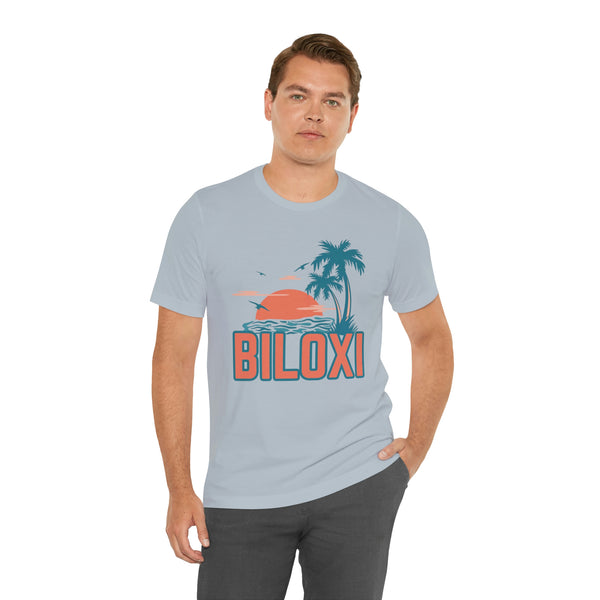 Biloxi, Mississippi T-Shirt - Retro Palm Tree & Beach Unisex Biloxi Shirt