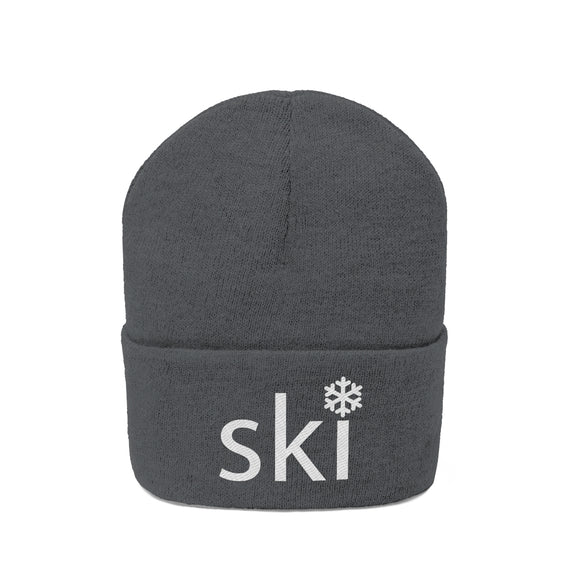 Ski Knit Beanie - Adult Embroidered Snowflake Ski Knit Hat