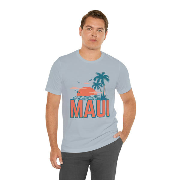 Maui, Hawaii T-Shirt - Retro Palm Tree & Beach Unisex Maui Shirt
