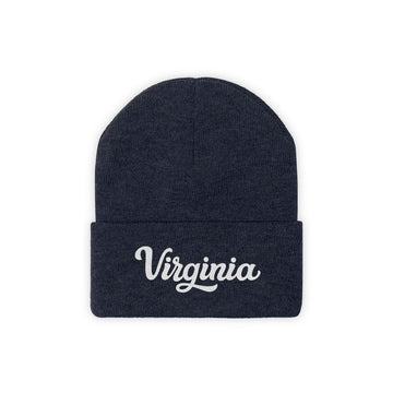 Buy true-navy Virginia Beanie - Adult Hand Lettered Embroidered Virginia Knit Hat