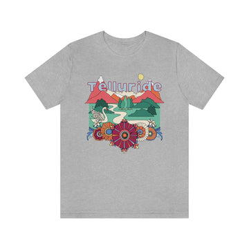 Buy athletic-heather Telluride T-Shirt - Retro Mountain / Hippie Style Telluride, Colorado Shirt