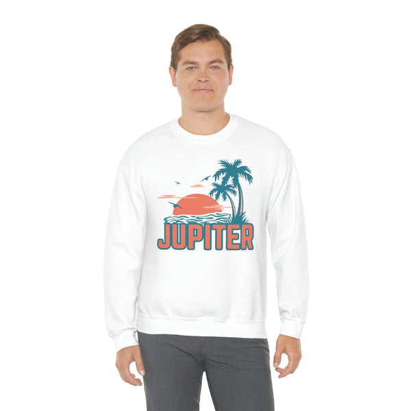 Jupiter, Florida Sweatshirt - Unisex Retro Palm Tree Crewneck Jupiter Sweatshirt