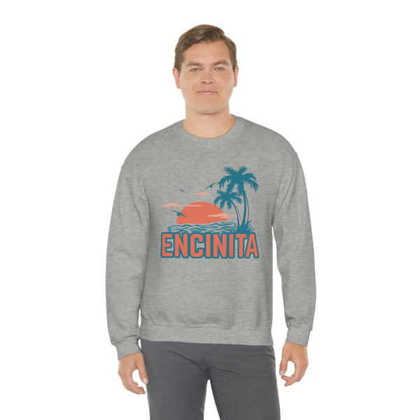 Encinitas, California Sweatshirt - Unisex Retro Palm Tree Crewneck Encinitas Sweatshirt
