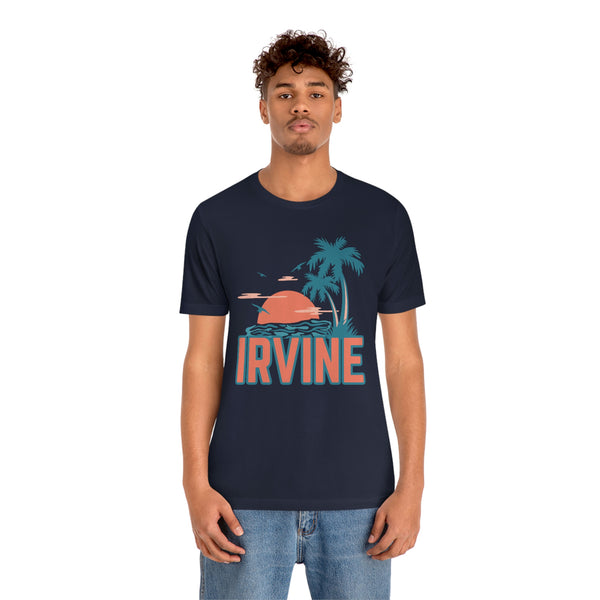 Irvine, California T-Shirt - Retro Palm Tree & Beach Unisex Irvine Shirt