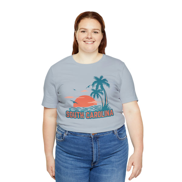 South Carolina T-Shirt - Retro Palm Tree & Beach Unisex South Carolina Shirt