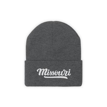 Buy graphite-heather Missouri Beanie - Adult Hand Lettered Embroidered Missouri Knit Hat