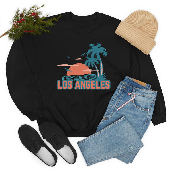 Los Angeles, California Sweatshirt - Unisex Retro Palm Tree Crewneck Los Angeles Sweatshirt