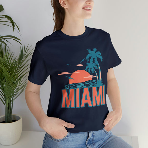 Miami, Florida T-Shirt - Retro Palm Tree & Beach Unisex Miami Shirt
