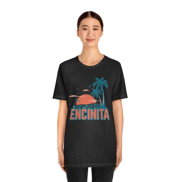 Encinitas, California T-Shirt - Retro Palm Tree & Beach Unisex Encinitas Shirt
