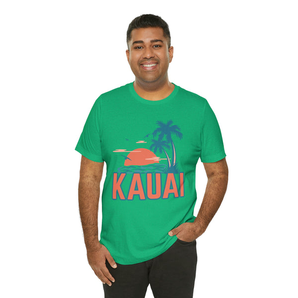 Kauai, Hawaii T-Shirt - Retro Palm Tree & Beach Unisex Kauai Shirt