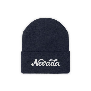 Buy true-navy Nevada Beanie - Adult Hand Lettered Embroidered Nevada Knit Hat