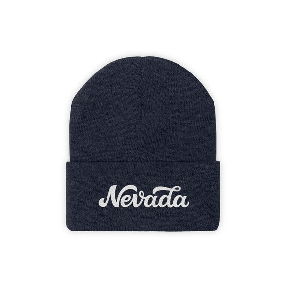 Nevada Beanie - Adult Hand Lettered Embroidered Nevada Knit Hat