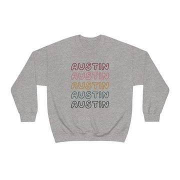 Buy sport-grey Austin, Texas Sweatshirt - Retro Five Color Unisex