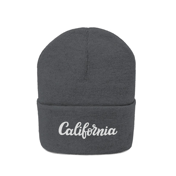 California Beanie - Adult Hand Lettered Embroidered California Knit Hat