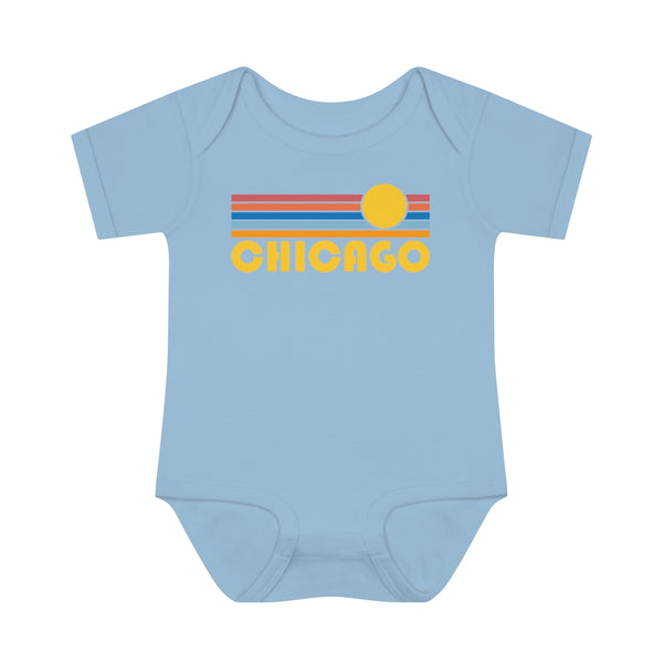 Chicago Baby Bodysuit - Retro Sun Chicago, Illinois Baby Bodysuit