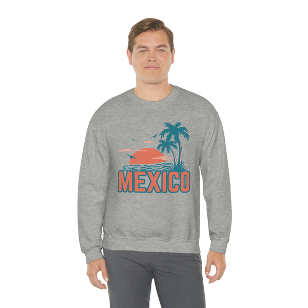 Mexico Sweatshirt - Unisex Retro Palm Tree Mexico Crewneck Sweatshirt