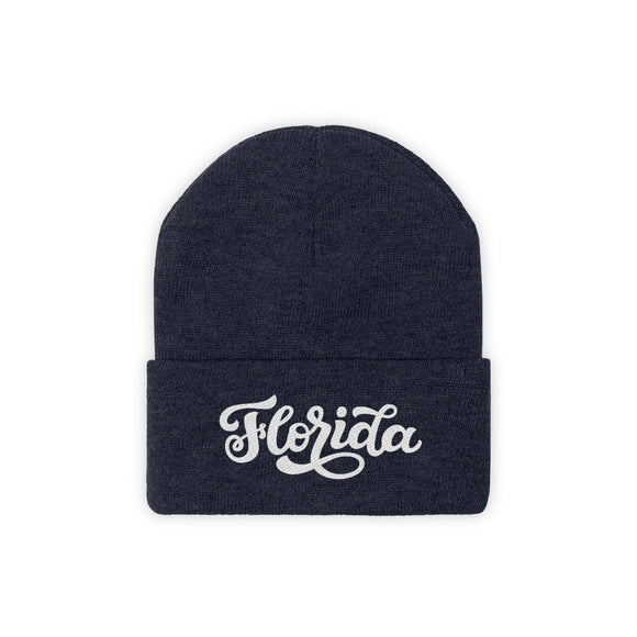 Florida Beanie - Adult Hand Lettered Embroidered Florida Knit Hat
