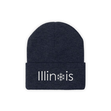 Buy true-navy Illinois Knit Beanie - Adult Embroidered Snowflake Illinois Knit Hat