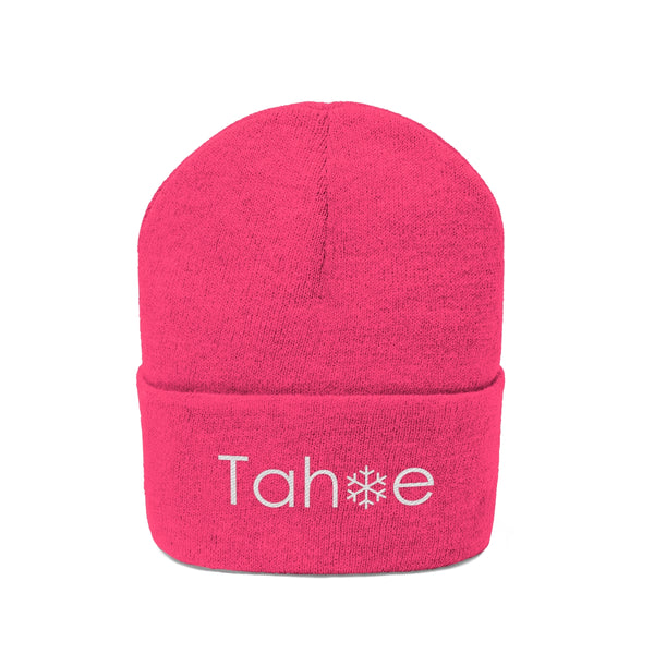 Tahoe, California Knit Beanie - Adult Embroidered Snowflake Tahoe Knit Hat