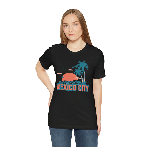 Mexico City, Mexico T-Shirt - Retro Palm Tree & Beach Unisex Mexico City Shirt