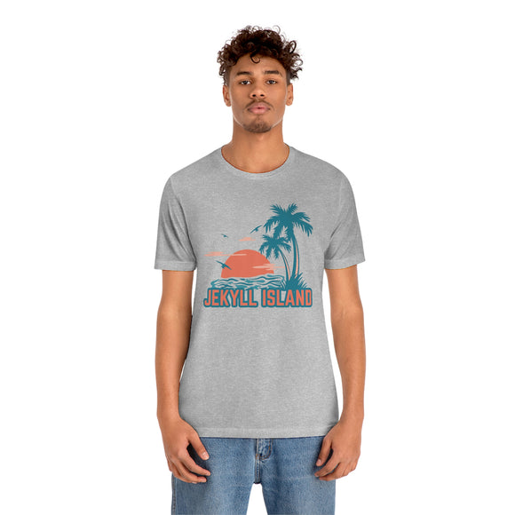 Jekyll Island, Georgia T-Shirt - Retro Palm Tree & Beach Unisex Jekyll Island Shirt
