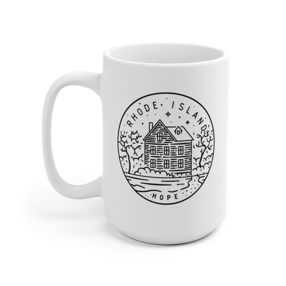 Rhode Island Mug - State Design White Ceramic Rhode Island Mug (11oz & 15oz)