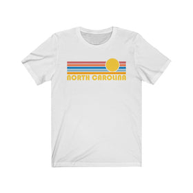 North Carolina T-Shirt - Retro Sunrise Adult Unisex North Carolina T Shirt