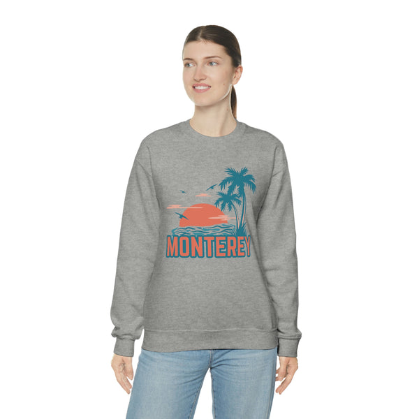 Monterey, California Sweatshirt - Unisex Retro Palm Tree Crewneck Monterey Sweatshirt