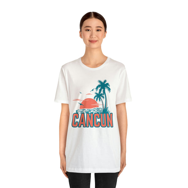 Cancun, Mexico T-Shirt - Retro Palm Tree & Beach Unisex Cancun Shirt