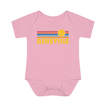 Buy pink Asheville Baby Bodysuit - Retro Sun Asheville, North Carolina Baby Bodysuit