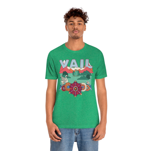 Vail T-Shirt - Retro Mountain / Hippie Style Vail, Colorado Shirt