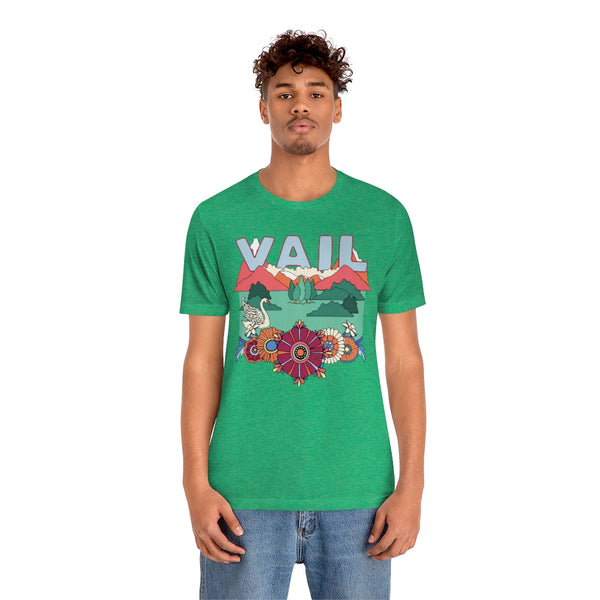 Vail T-Shirt - Retro Mountain / Hippie Style Vail, Colorado Shirt
