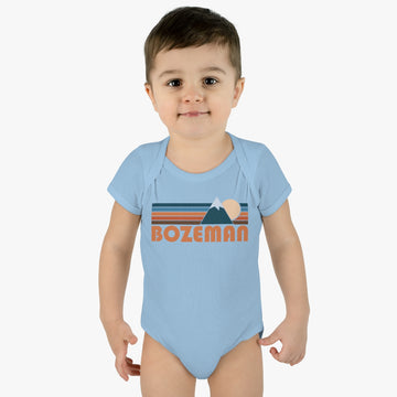 Bozeman Baby Bodysuit - Retro Mountain Bozeman, Idaho Baby Bodysuit - 0