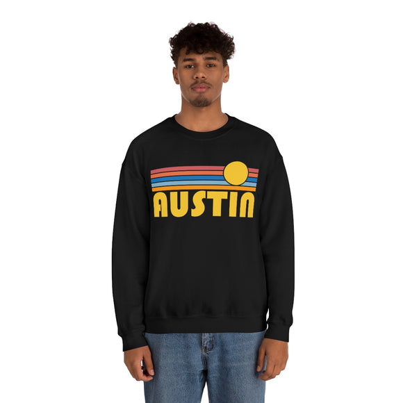 Austin, Texas Sweatshirt - Retro Sunset Unisex