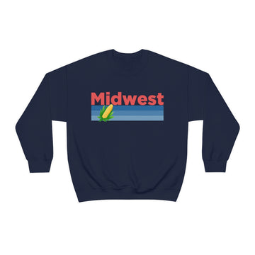 Buy navy Midwest Sweatshirt - Retro Corn &amp; Farming Unisex Crewneck Sweatshirt