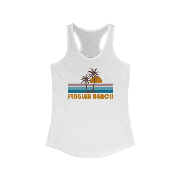 Flagler Beach, Florida Women's Tank - Retro Palm Tree Women's Racerback Flagler Beach Tank Top